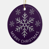 Holiday Lila Silver Glitzer Weihnachten Schneefloc Keramik Ornament (Links)