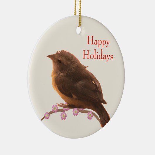Holiday Little Bird auf Beige Keramik Ornament (Rechts)