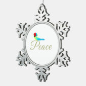 Holiday Little Bird Messenger of Peace Schneeflocken Zinn-Ornament (Rechts)