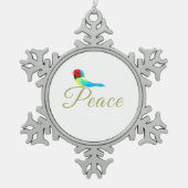 Holiday Little Bird Messenger of Peace Schneeflocken Zinn-Ornament (Vorderseite)