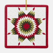 Holiday Lone Star Quilt Design Keramikornament (Rückseite)
