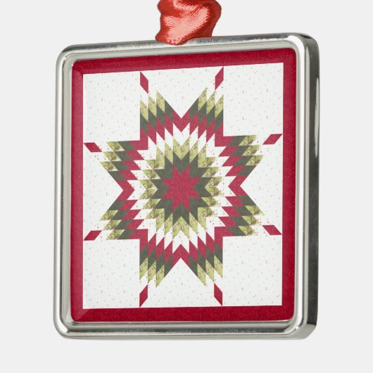 Holiday Lone Star Quilt Design Ornament Aus Metall (Links)