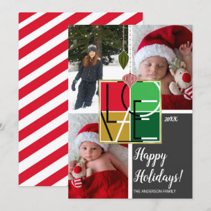 Holiday LOVE 3 Fotos Minimal Weihnachten Foto Einladung