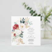 Holiday Lush Florals Sparkle Einladung (Stehend Vorderseite)