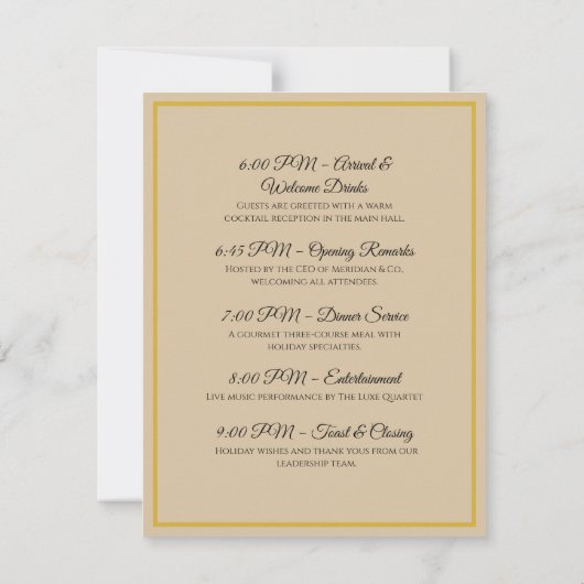 Holiday Luxe Christmas Event Program | Itinerary (Rückseite)