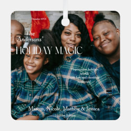 Holiday Magic Magazine Cover Style Family Foto Ornament Aus Metall