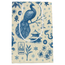 Holiday Mahjong Toile Charm Gift Bag Mittlere Geschenktüte