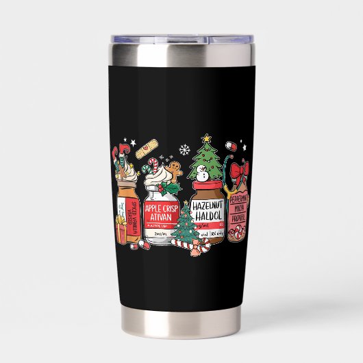 Holiday Meds Mug – Festive Prescription Bottles Thermobecher (Vorderseite)