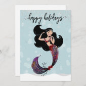 Holiday Mermaid Christmas Diamond Bling Feiertagskarte (Vorne/Hinten)