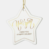 Holiday Message Photo Star Keramik Ornament (Links)