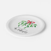 Holiday Mistletoe Name Festival Red Green Fun Pappteller (Schrägansicht)