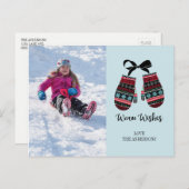 Holiday Mittens Warm wünscht Foto Postkarte (Vorne/Hinten)