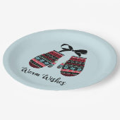 Holiday Mittens Warm wünscht Weihnachts-Teller Pappteller (Schrägansicht)