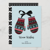 Holiday Mittens Warwish wünscht Weihnachtskarte Feiertagskarte (Vorne/Hinten)