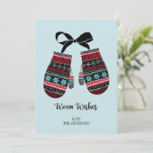 Holiday Mittens Warwish wünscht Weihnachtskarte Feiertagskarte (Stehend Vorderseite)