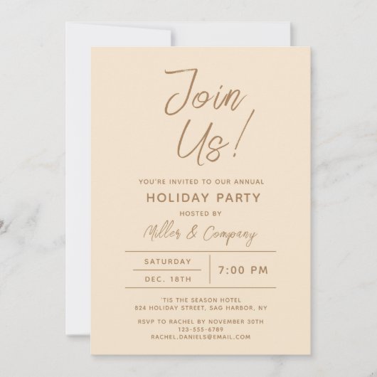 Holiday Modern Chic Corporate Weihnachten Party Einladung (Vorderseite)