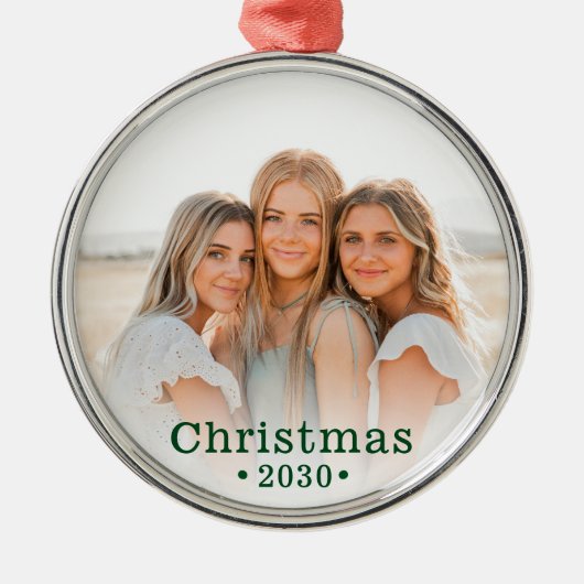 Holiday Modern Family Foto Metal Ornament (Vorne)