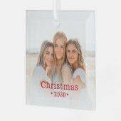 Holiday Modern Family Foto Ornament Aus Glas (Vorderseite links)