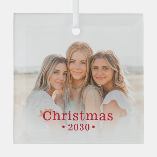 Holiday Modern Family Foto Ornament Aus Glas (Vorderseite)