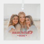 Holiday Modern Family Foto Ornament Aus Glas (Rückseite)