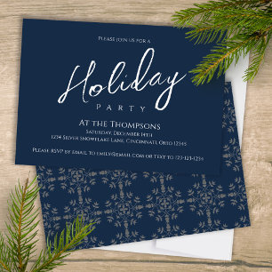 Holiday Modern Simple Navy Blue Calligraphy Script Einladung