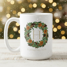 Holiday Monogram Elegante getrocknete Orangenkiefe Kaffeetasse