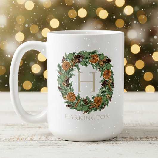 Holiday Monogram Elegante getrocknete Orangenkiefe Kaffeetasse