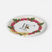 Holiday Monogram Initial W Personalisiert Pappteller (Schrägansicht)