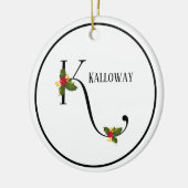 Holiday Monogram Letter K Personalized Keramik Ornament (Links)