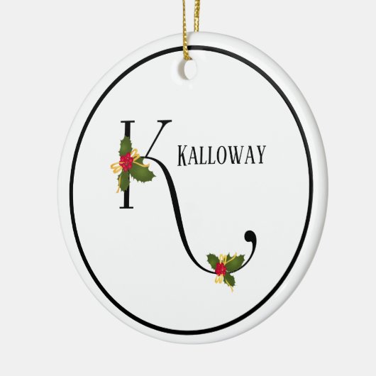 Holiday Monogram Letter K Personalized Keramik Ornament (Links)