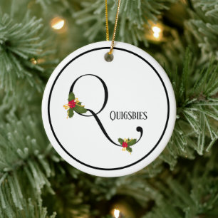 Holiday Monogram Letter Q Personalisiert Keramik Ornament