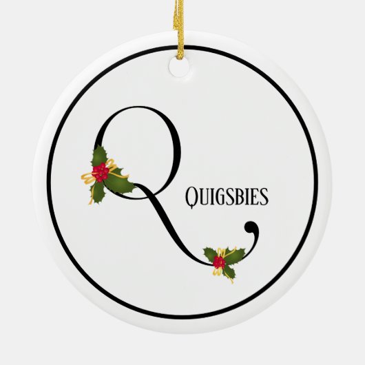 Holiday Monogram Letter Q Personalisiert Keramik Ornament (Hinten)