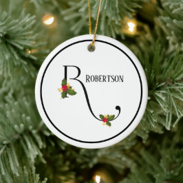 Holiday Monogram Letter R Personalisiert Keramik Ornament