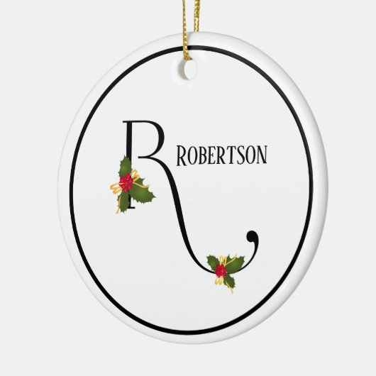 Holiday Monogram Letter R Personalisiert Keramik Ornament (Links)