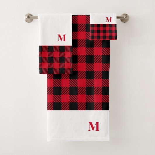 Holiday monogram Modern Buffalo Kariert Badhandtuch Set (Insitu)