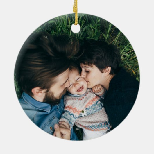 Holiday Monogram, neu verlyst oder Family Foto Nie Keramik Ornament (Hinten)