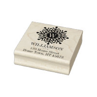 Holiday Monogram Square Snowflake Rücksendeadresse