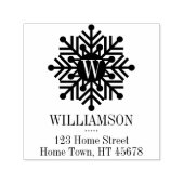 Holiday Monogram Square Snowflake Rücksendeadresse Permastempel (Design)