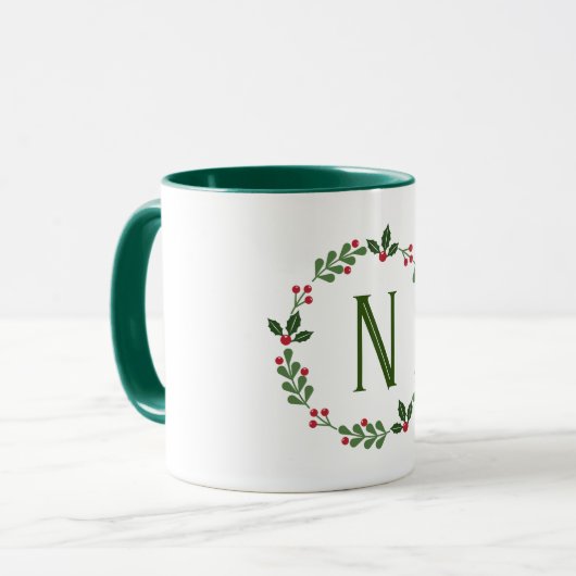 Holiday Monogram Tasse (Vorderseite Links)