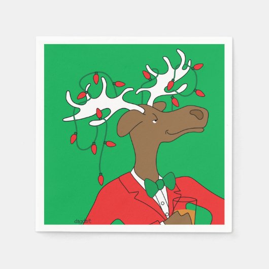 Holiday Moose Cocktail Napkin Serviette (Vorderseite)