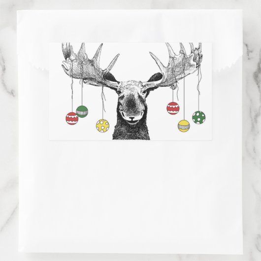Holiday Moose Rechteckiger Aufkleber (Tasche)