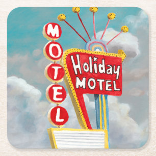 Holiday Motel Sign Rechteckiger Pappuntersetzer
