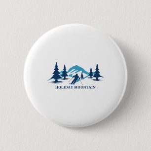 Holiday Mountain New York Ski Resort Skiing Skier Button