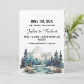 Holiday Mountain Pine Tree Save the Date Einladung (Stehend Vorderseite)