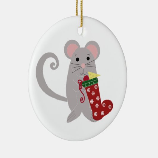 Holiday Mouse mit rotem Strumpf Keramikornament (Rechts)
