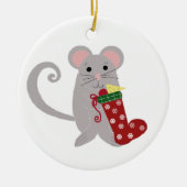Holiday Mouse mit rotem Strumpf Keramikornament (Vorne)