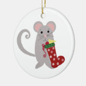 Holiday Mouse mit rotem Strumpf Keramikornament (Links)
