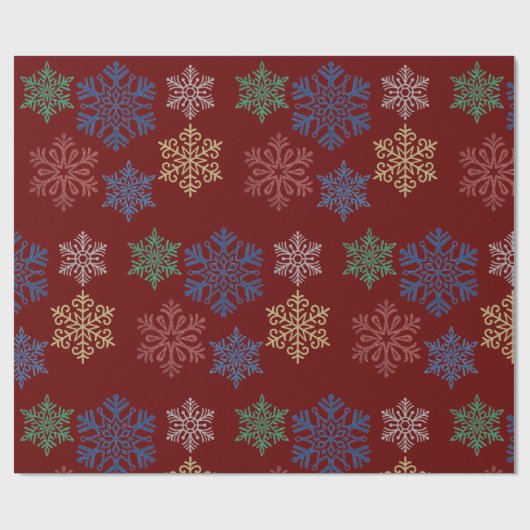 Holiday Multi Color Snowflake Wrapper Geschenkpapier (Flach)