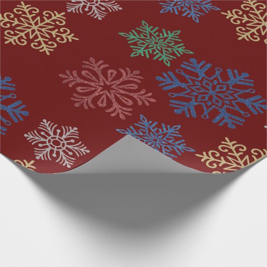 Holiday Multi Color Snowflake Wrapper Geschenkpapier (Ecke)