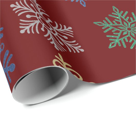 Holiday Multi Color Snowflake Wrapper Geschenkpapier (Rolleneckpunkt)